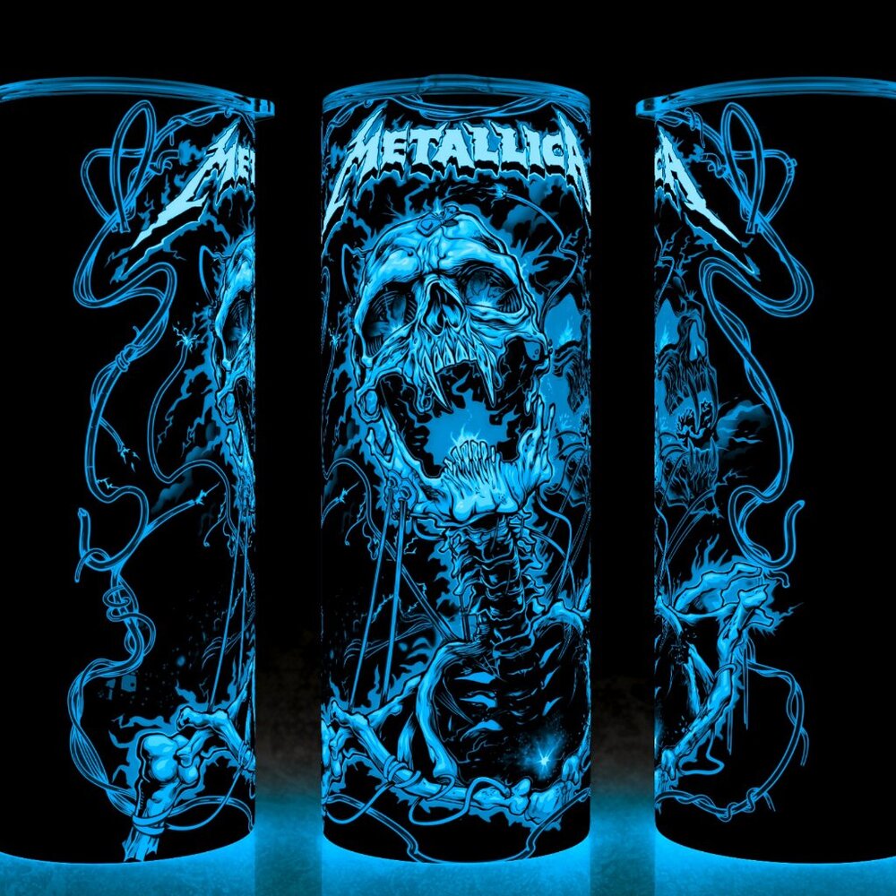 Glow in the Dark  Metallica Heavy Metal Skull Electrocution Cup Mug Tumbler 20oz